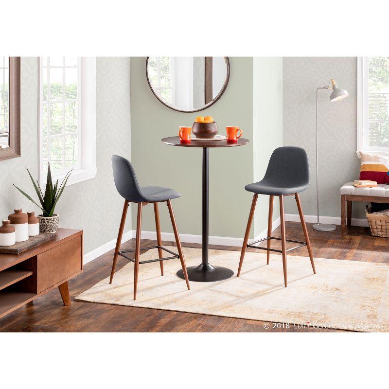 LumiSource Pebble Adjustable Dining To Bar Table Black/Espresso : Modern Laminated Wood, Steel Pedestal Base, Seats 2