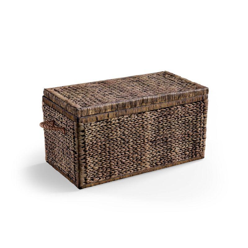 ClickDecor Farmhouse Wicker Trunk Rustic: Metal Frame, Hinged Lid, No Assembly, 66lb Capacity