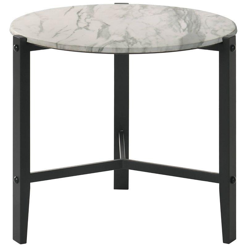 Tandi Round End Table with Faux Marble Top White/Black - Coaster