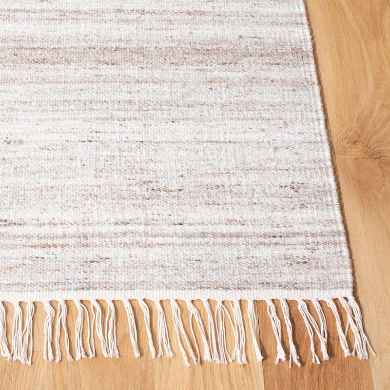 Ivory and Brown Flat Woven Wool Runner Rug