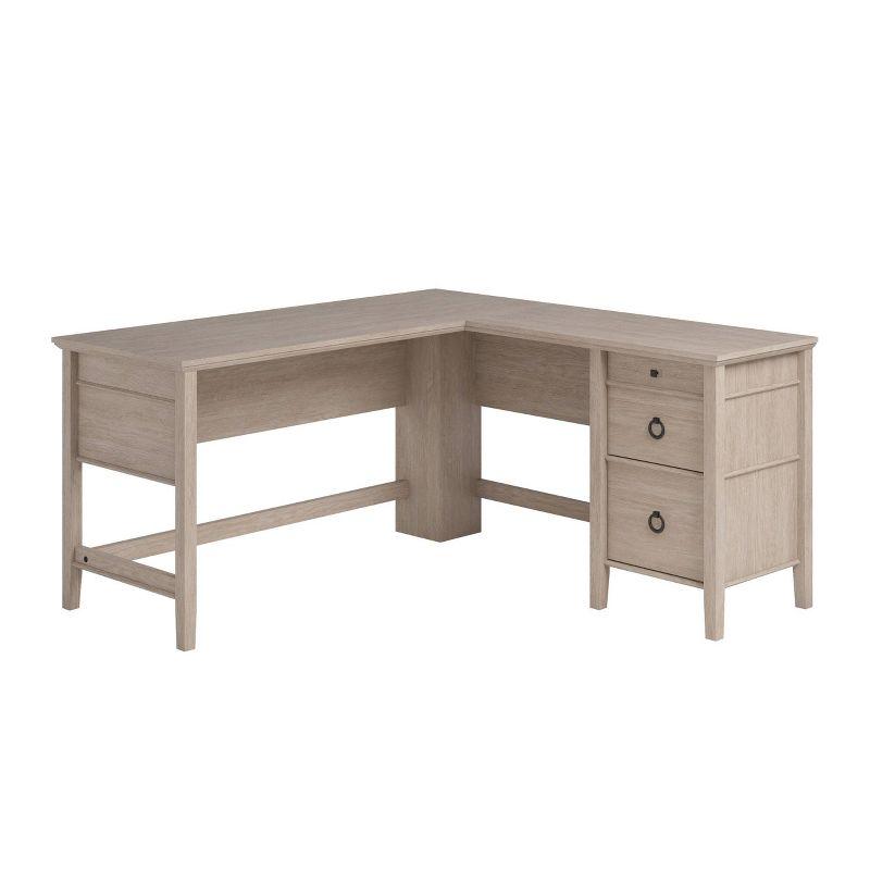 Cascade Oak L-Shaped Executive Computer Desk with Drawers