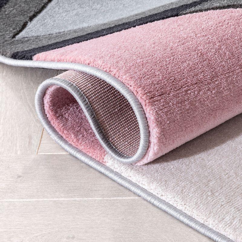 Well Woven Naya Blush Pink Modern Geometric Diamond Boxes Pattern Area Rug 5x7 (5'3" x 7'3")