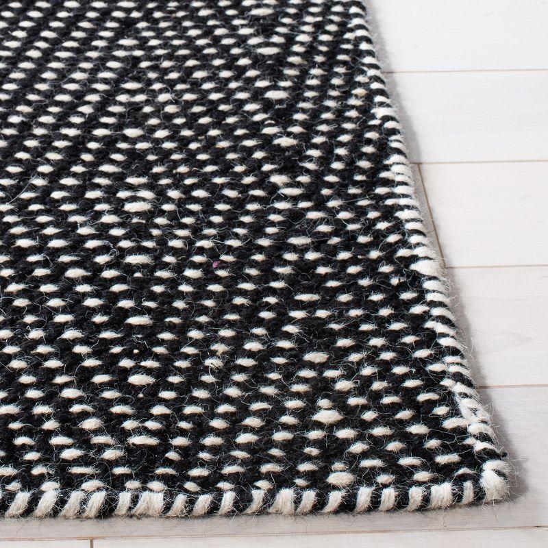 Handmade Black Wool Flat Woven 6' x 9' Area Rug