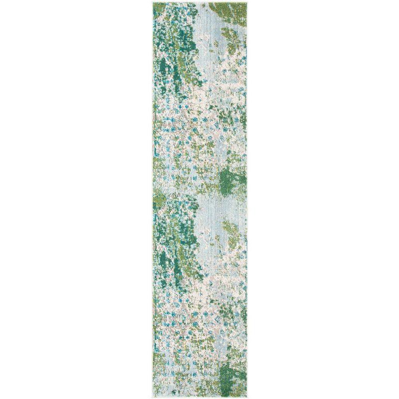 Elysian Fields Hand-Knotted Easy-Care Green/Blue Synthetic Rug - 2'2" x 4'