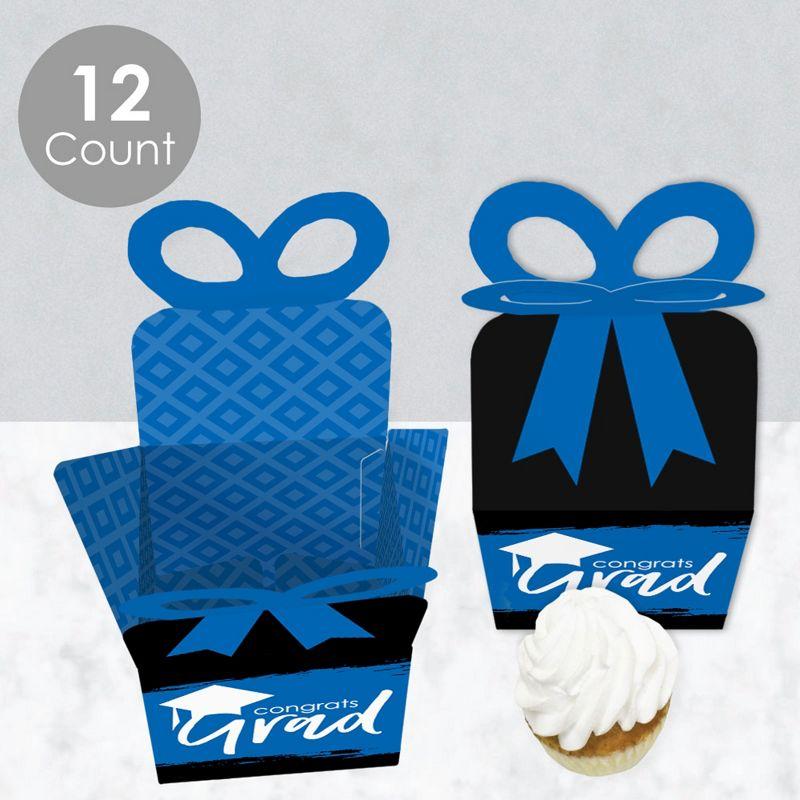 Big Dot of Happiness Blue Grad - Best is Yet to Come - Square Favor Gift Boxes -  Royal Blue Graduation Party Bow Boxes - Set of 12