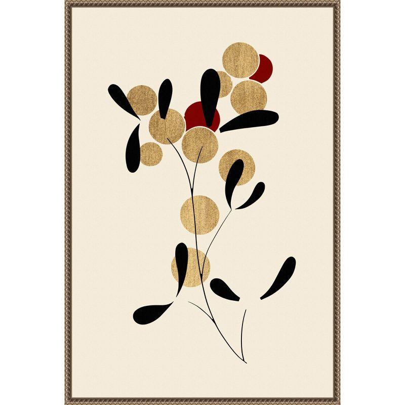 Large Abstract Botanic-Inspired Canvas Print with Bronze Frame