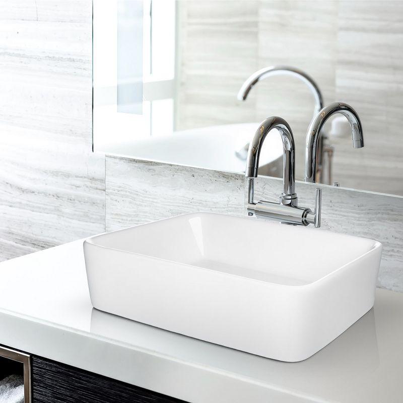 Miligore VESSEL-SK81 Miligore 15'' White Ceramic Rectangular Bathroom Sink