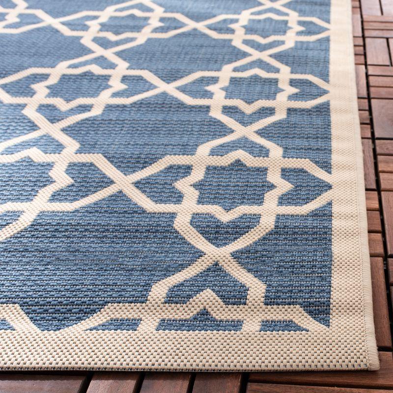 Courtyard CY6032 UV & Stain Resistant Non-Shedding Power Loomed Indoor/Outdoor Runner Rug - Blue/Beige - 2'3"x12' - Safavieh