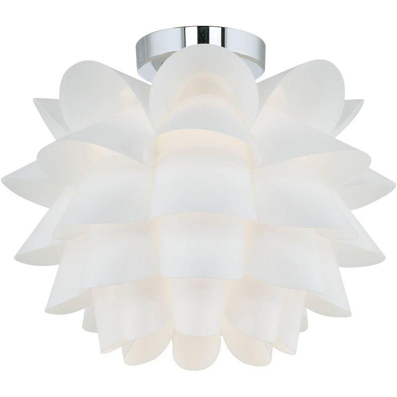 Possini Euro Design Modern Ceiling Light Semi Flush Mount Fixture 15 3/4" Wide White Flower for Bedroom Kitchen Living Room Hallway Bathroom House