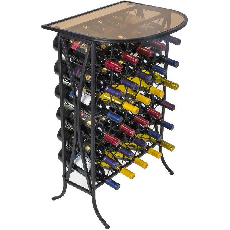 Sorbus Wine Rack Stand Bordeaux Chateau Style with Glass Table - Holds 30 Bottles