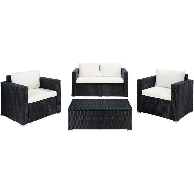 Machie 4Pc Living Set - Indoor/Outdoor - PAT7508 - Black/Beige - Safavieh