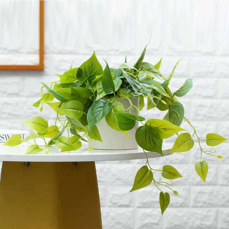 Forever Leaf Artificial Ivy Foliage Plant in White Ceramic Pot, Indoor Artificial Plant for Home Decor