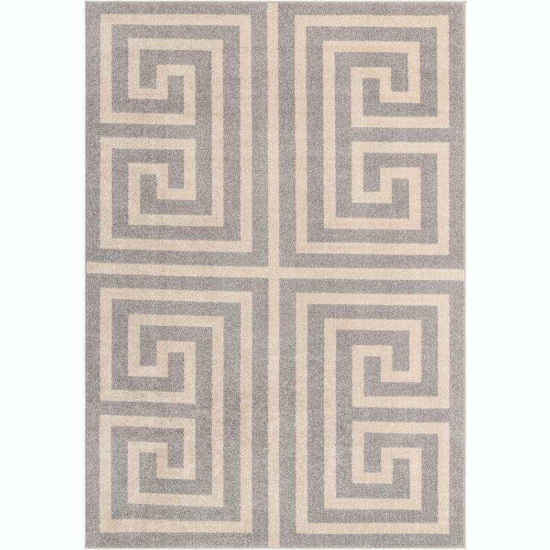 Unique Loom Athens Collection Area Rug - Greek Key (7' 1" x 10' Rectangle Gray/Beige)