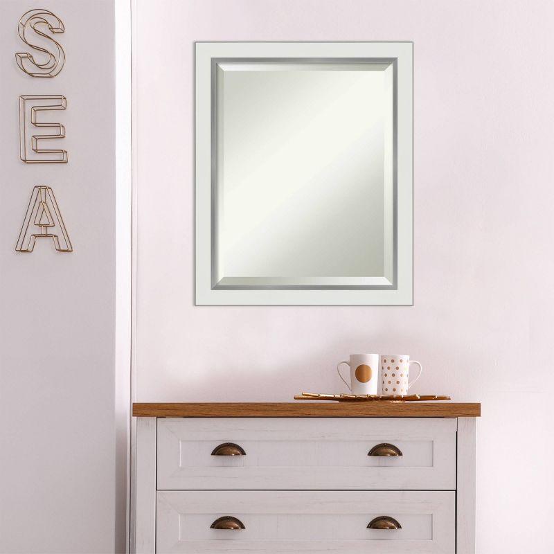 Amanti Art 19" x 23" Eva Narrow Framed Wall Mirror Silver : Modern Beveled, No Assembly Required