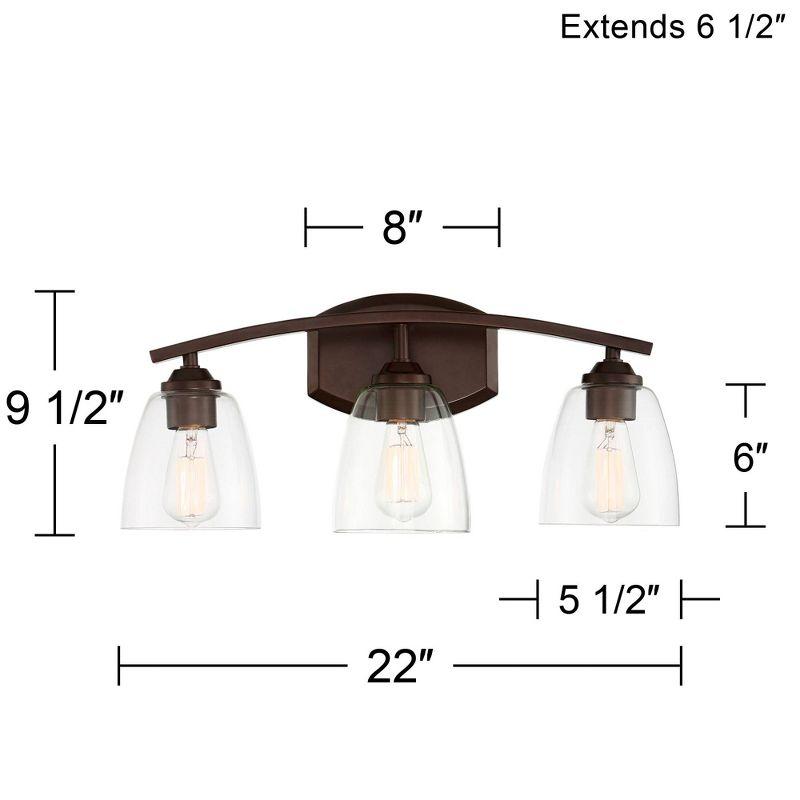 360 Lighting Richter Modern Wall Light Bronze Hardwire 22" 3-Light Fixture Clear Glass Shade for Bedroom Bathroom Vanity Reading Living Room Hallway