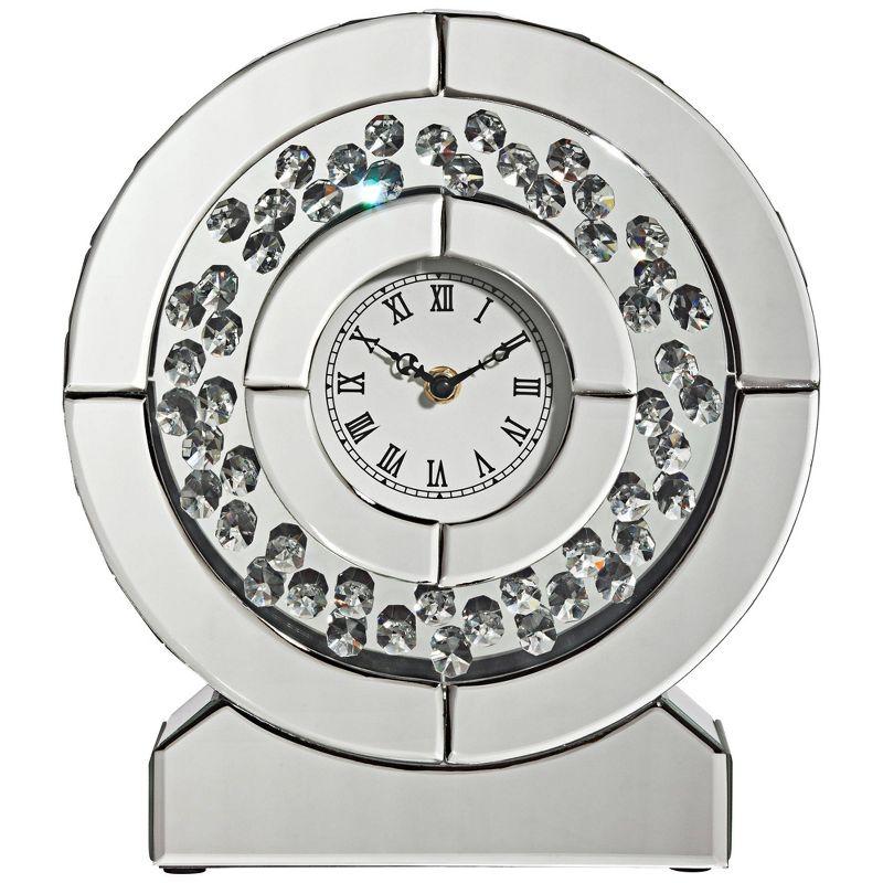 Dahlia Studios Claudyn 12" High Mirrored and Crystal Table Clock