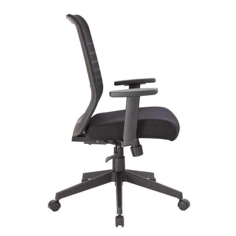 Linear Mesh Task Chair Black - Boss Office Products: Synchro-Tilt, Adjustable Arms, 275lbs Capacity