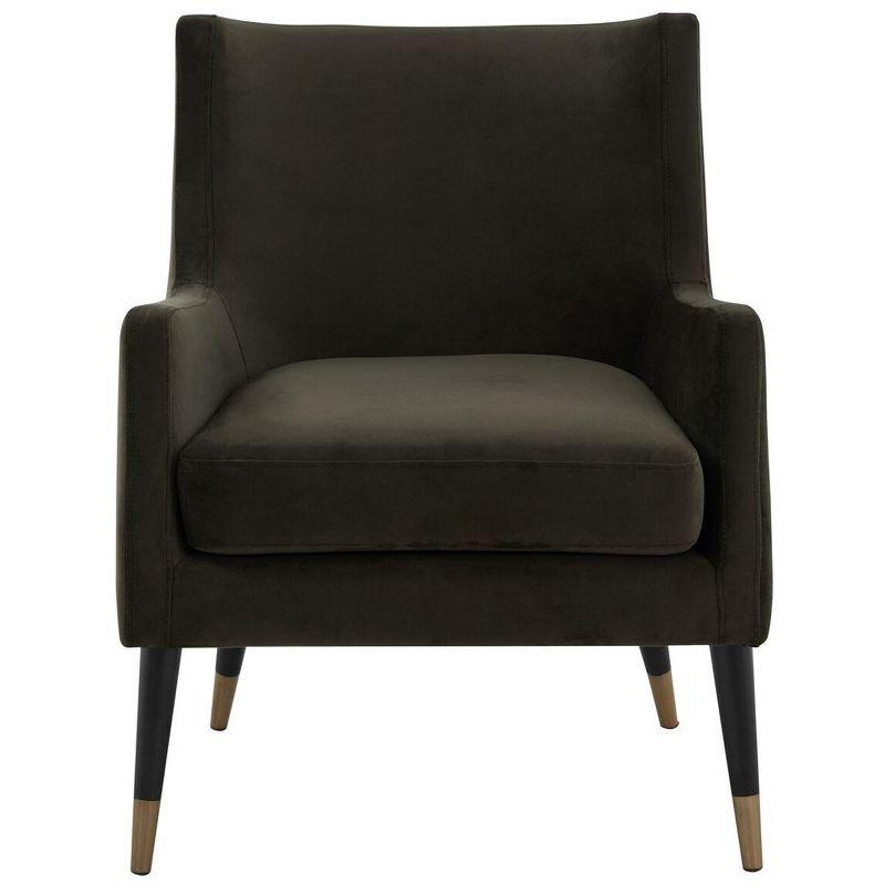 Black Velvet Transitional Arm Chair with Wood Legs