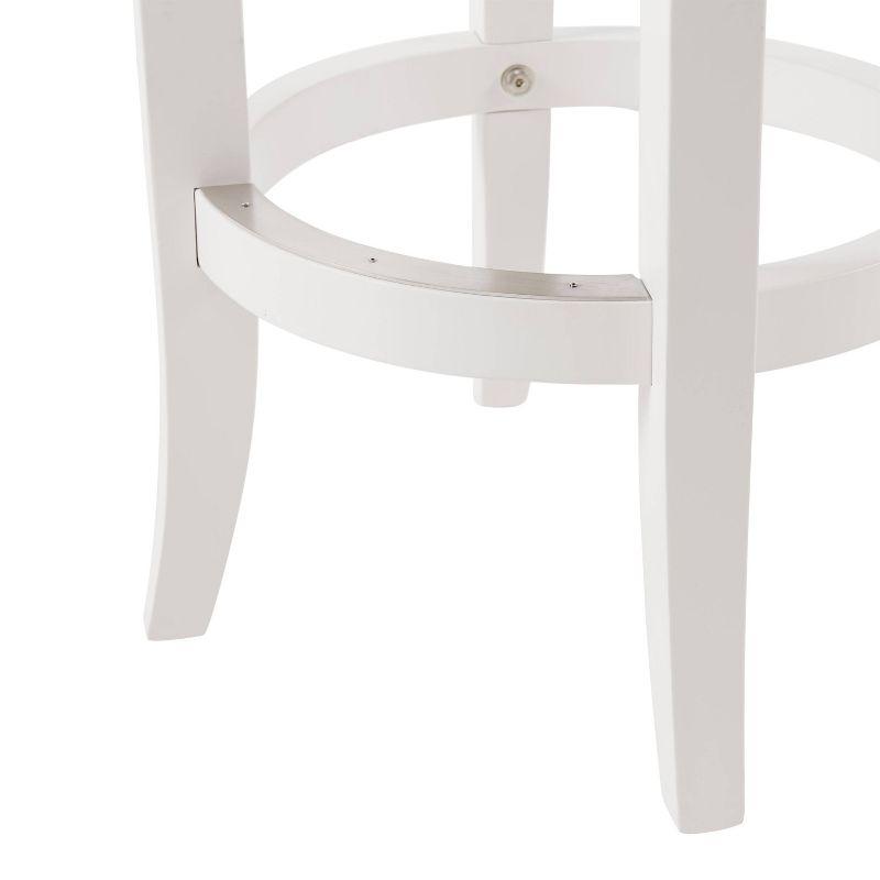 Natick 24.5" White Leather & Rubberwood Counter Stool, Set of 2