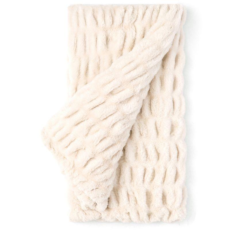 Ivory Faux Fur Cozy Throw Blanket 50" x 60"