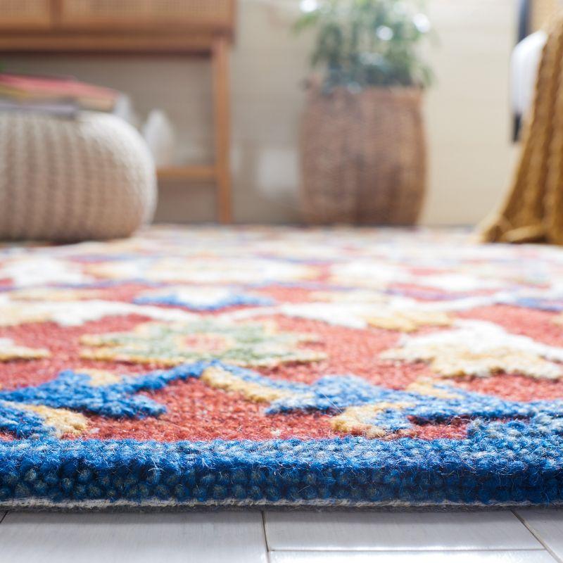 Handmade Blue Wool Square Tufted Blossom Area Rug - 6'