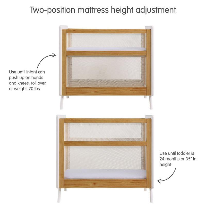BreathableBaby Breathable Mesh 2-in-1 Mini Crib, Beech & White, Greenguard Gold Certified