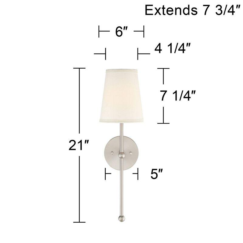 Possini Euro Design Elena Modern Wall Light Sconces Set of 2 Brushed Nickel Hardwire 6" Fixture Cream Linen Shade for Bedroom Reading Living Room Home