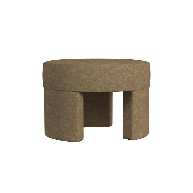 Sophia Ottoman Mocha - HomePop: Velvet Upholstered, Footrest, Round Bench, No Assembly Required