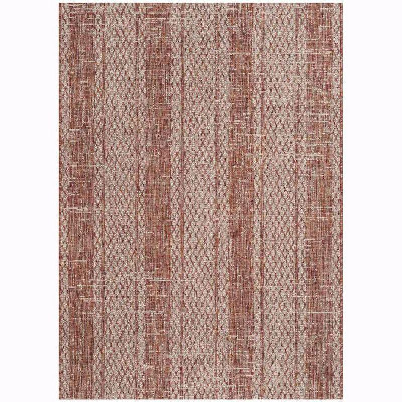 Reversible Flat Woven Light Beige & Terracotta Synthetic Rug 4' x 5'7"