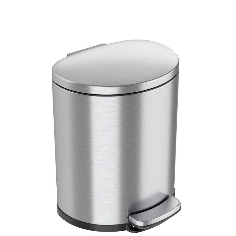 5 Gallon Brushed Stainless Steel Semi-Round Step Trash Can