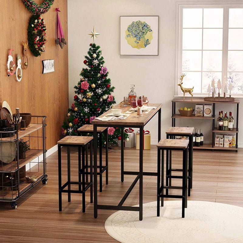 ODK 25.6 Inch Height Industrial Modern Wooden Counter Stool Seat Barstool with Footrest for Kitchen Island, Rustic Brown, Set of 2