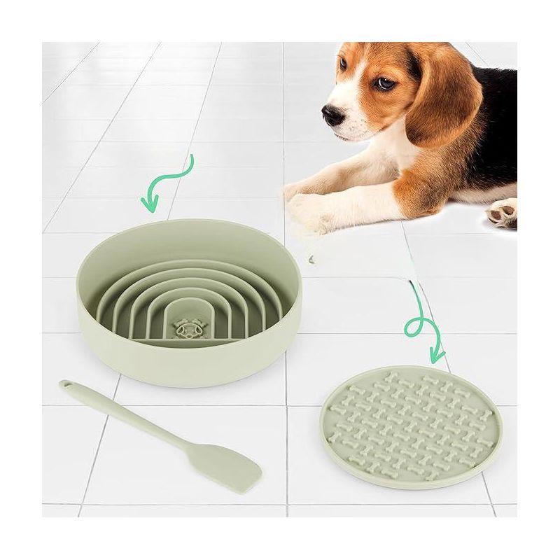 Hertzko Slow Feeder Dog Bowl Set, Green