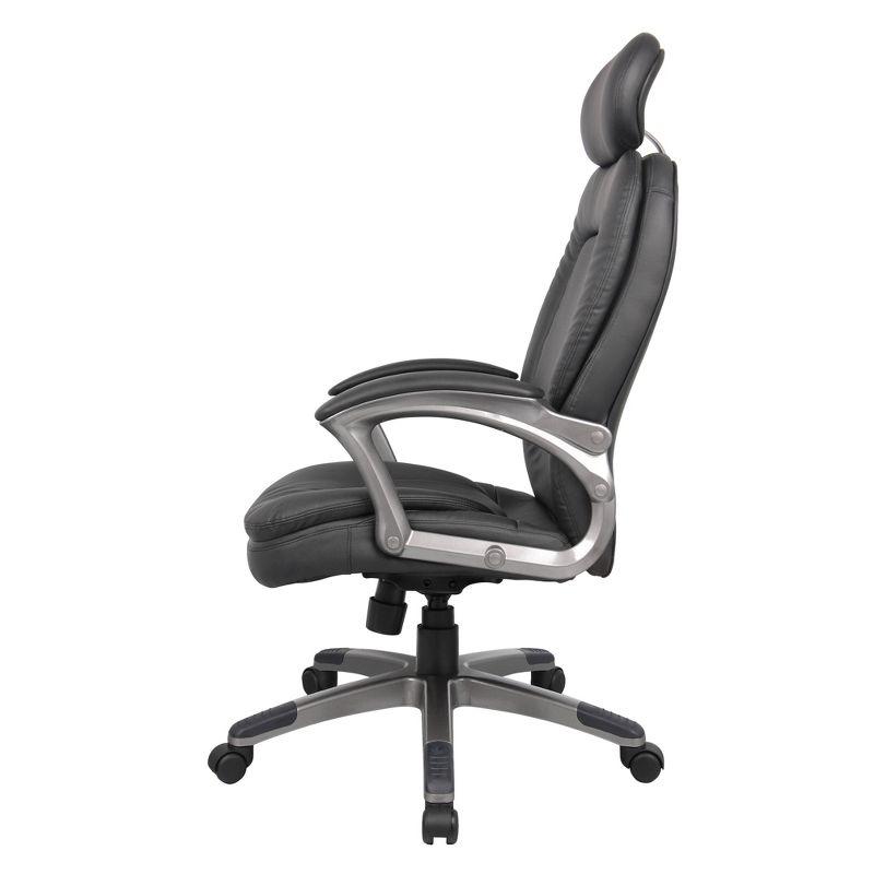 Executive Pillow Top Chair with Headrest Black - Boss Office Products: Ergonomic, Swivel, Metal Frame, 275 lb Capacity