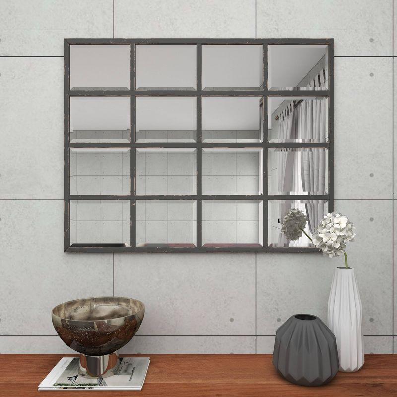 Glass Window Pane Inspired Wall Mirror Black - Olivia & May: Industrial Style, 45x35.38", Iron Frame