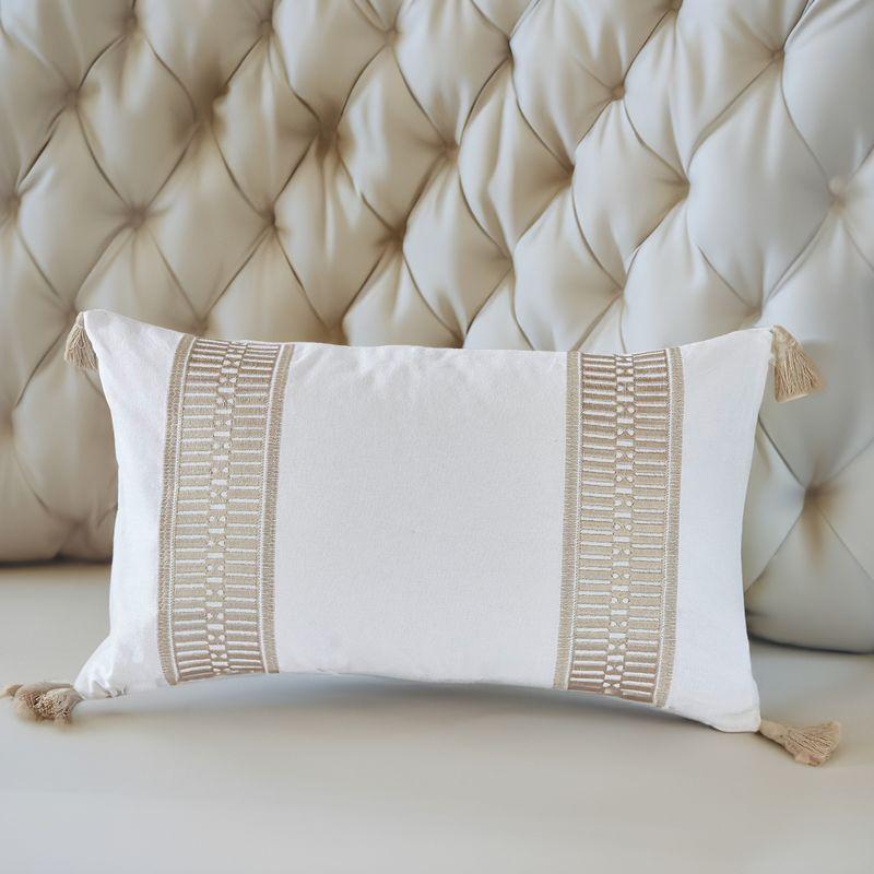 Anslee Embroidered Cotton Oblong Decorative Pillow