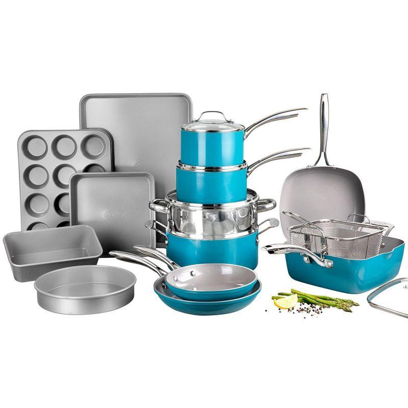 Gotham Steel 20 Piece Nonstick Cookware and Bakeware Set, Stay Cool Handles, Oven & Dishwasher Safe