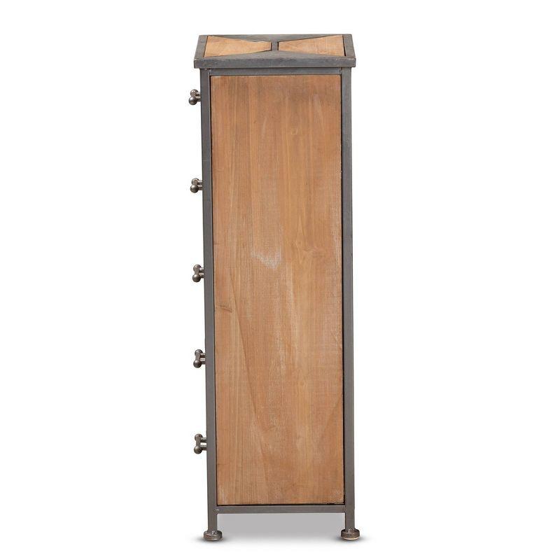 Lockable Gray Office Cabinet with Whitewashed Oak Accents