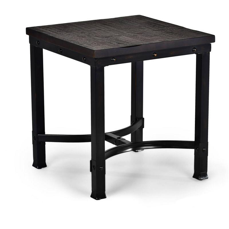 Ambrose End Table Dark Brown/Rustic Honey - Steve Silver Co.: Iron Frame, Square Shape, 24" Height