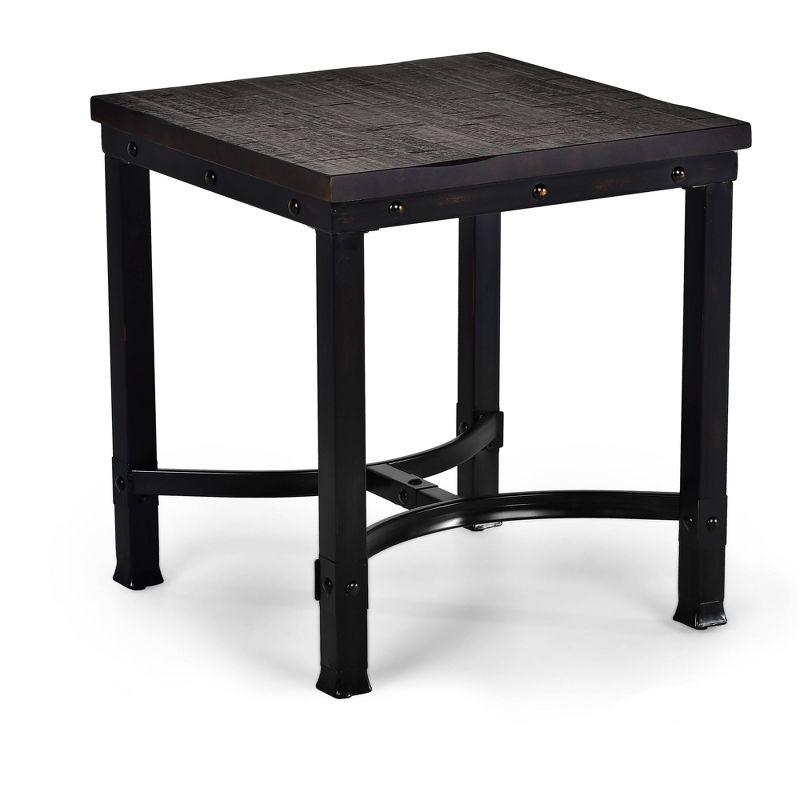 Ambrose Dark Brown Square Wood and Iron End Table