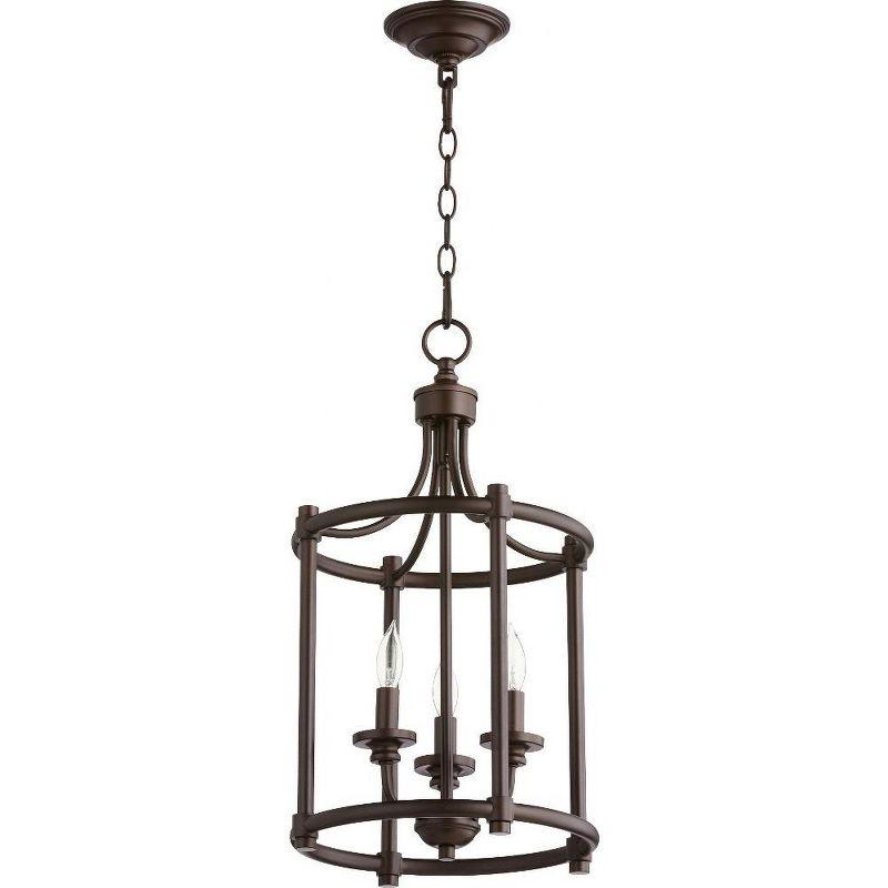 Quorum Lighting Rossington 3-Light Entry Pendant, Oiled Bronze, 12W x 21.5H, Dry Rated