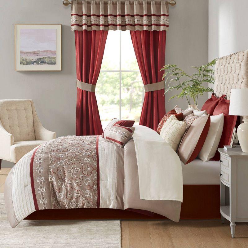 Jelena Red Microfiber Queen 24-Piece Bedspread Set