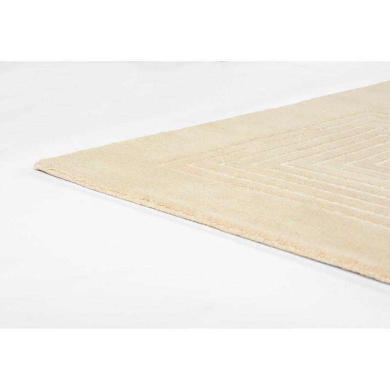 Momeni 3'6"x5'6" Simba Geometric Handtufted Area Rug Beige: Wool, Medium Pile, Abstract Pattern, Indoor Use