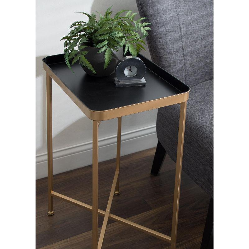 Kate and Laurel Celia Rectangle Metal Side Table, 18x12x26, Black and Gold