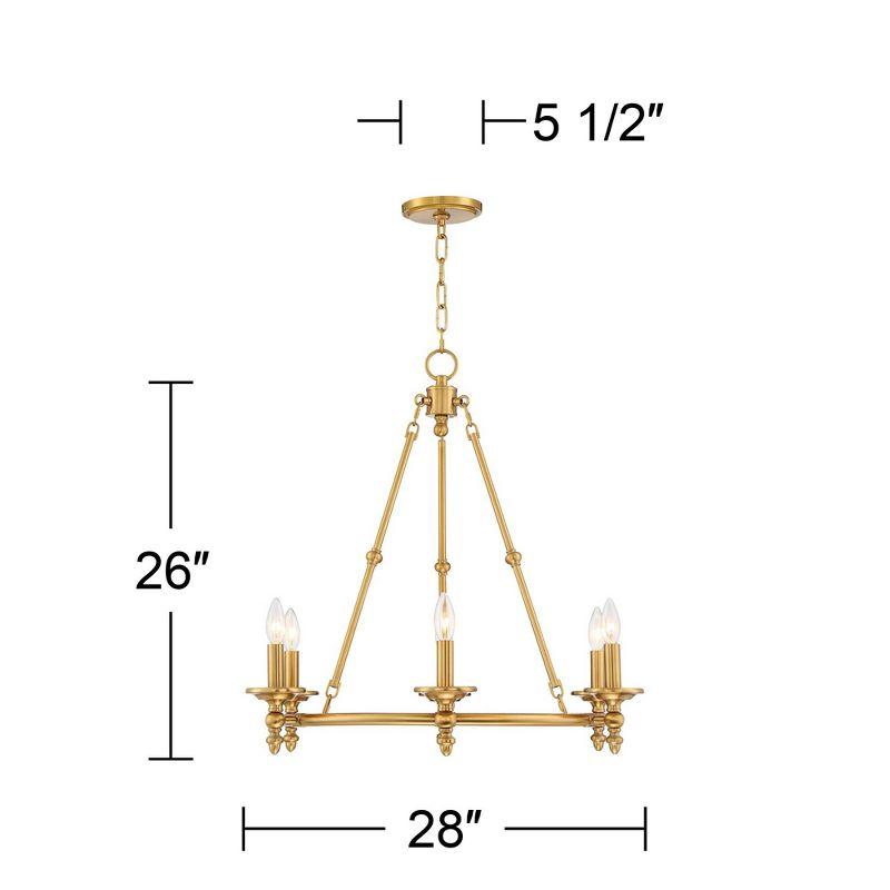 Stiffel Warm Antique Brass Wagon Wheel Chandelier 28" Wide Farmhouse Rustic 6-Light Fixture for Dining Room Living House Foyer Kitchen Island Entryway