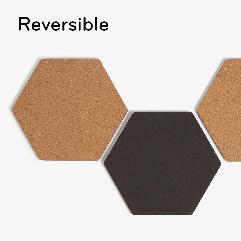 U Brands 3ct Hexagon Cork Bulletin Board Tiles: Small Corkboard for Wall, Dorm Bulletin Board, 11.5" x 10.25", Brown