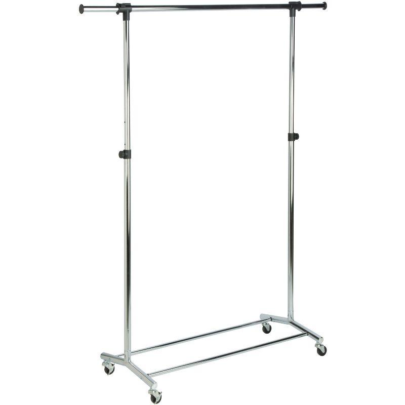 Adjustable Chrome Portable Garment Rack with Casters