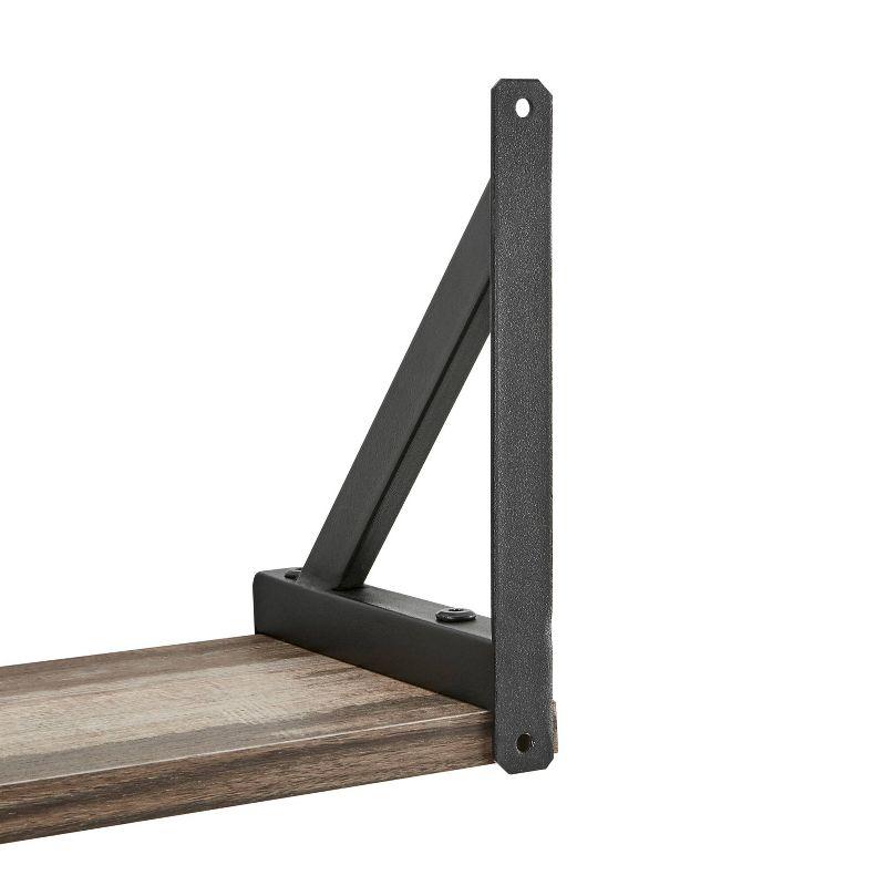 Genoa Wall Shelf on Triangular Metal Bracket Black/Rustic - Danya B.