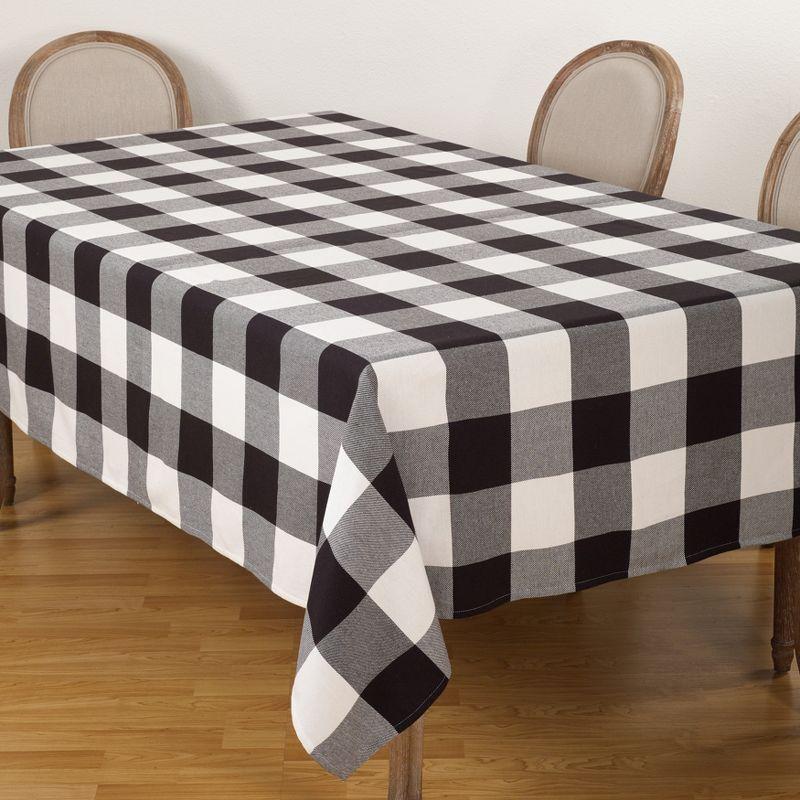 Saro Lifestyle Classic Buffalo Plaid Check Design Cotton Tablecloth, 65"x160", Black