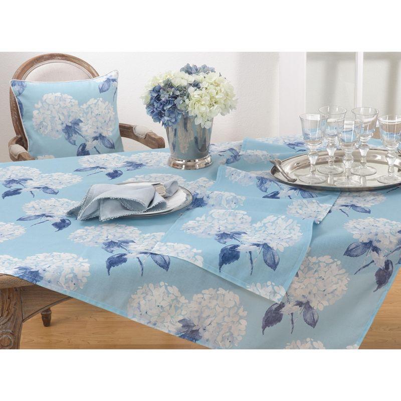 Aqua Hydrangea Polyester Table Runner 16" x 90"