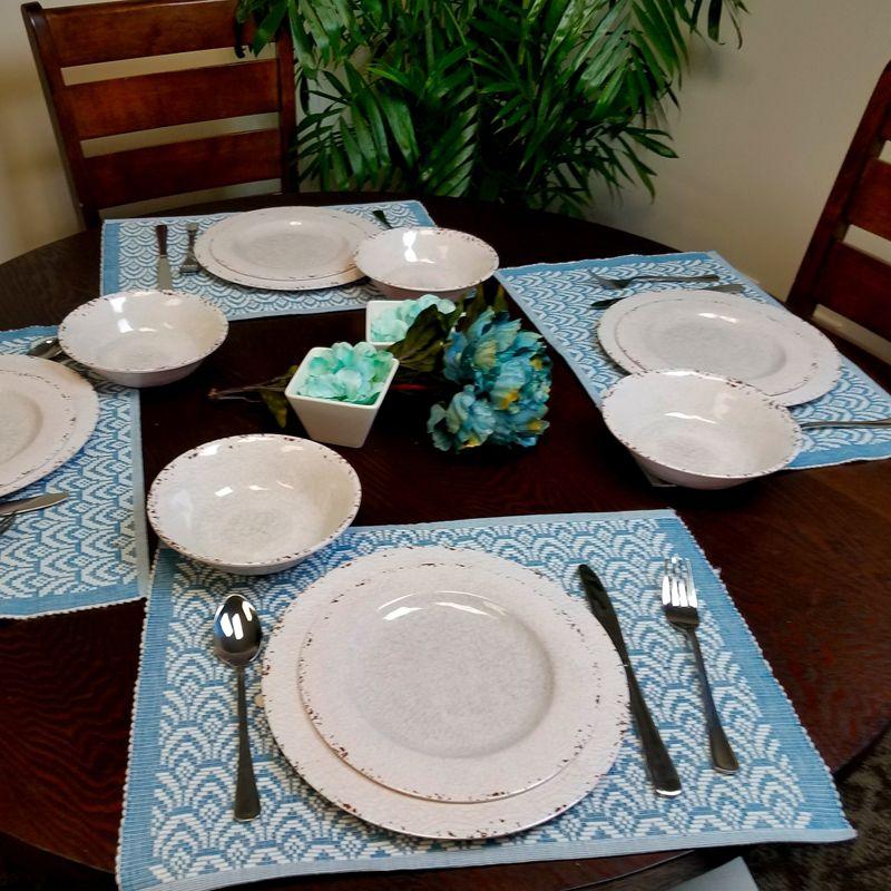 Mauna White Crackle Melamine 12-Piece Dinnerware Set